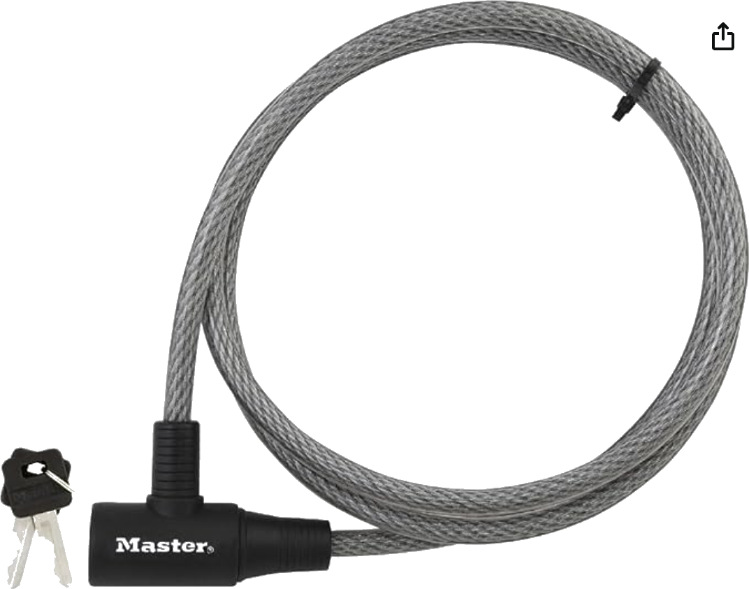 Cadeado Master Lock 8154DPF Cadeado de Cabo de Aço Trançado com Chave, 1,83 m