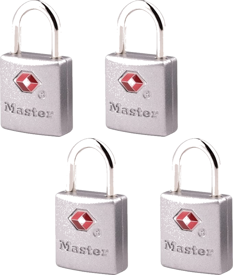Cadeado Master Lock 4683Q Kit com 4 Cadeados TSA com Corpo Metálico Maciço, 2,22 cm