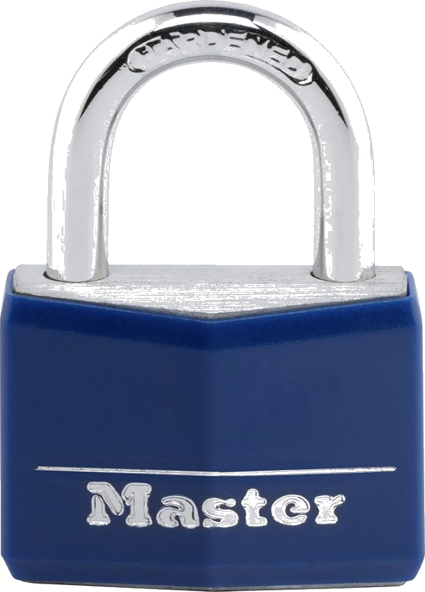 Cadeado Master Lock 142DCM Cadeado de Corpo Maciço com Capa de Vinil Azul, 3,97 cm