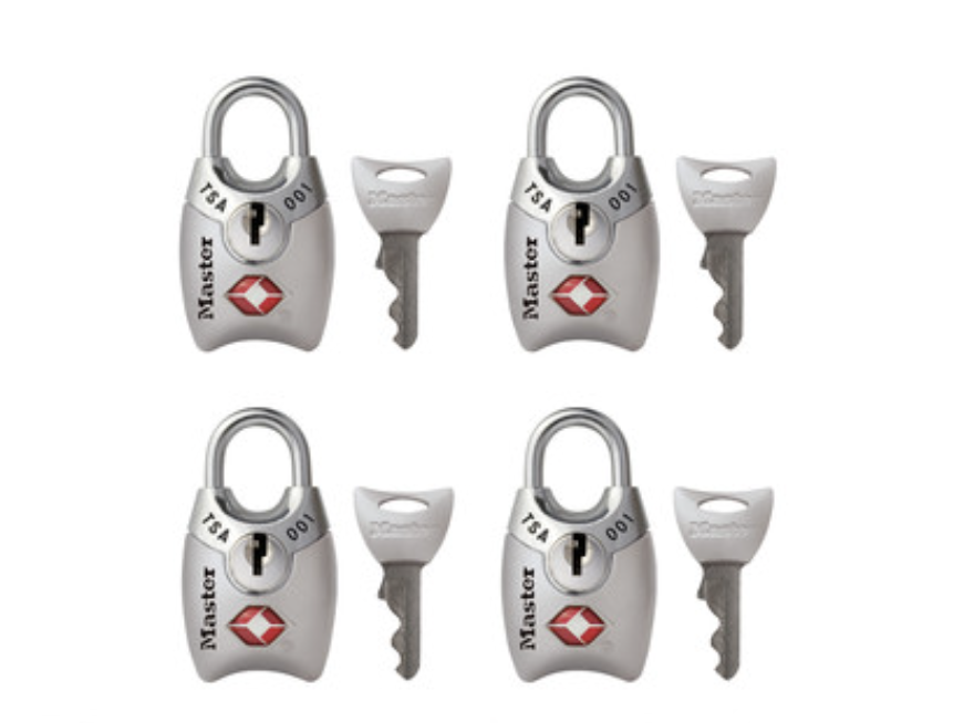 Cadeado Master Lock 4689Q Kit com 4 Cadeados TSA para Mala com Arco Protegido, 25 mm